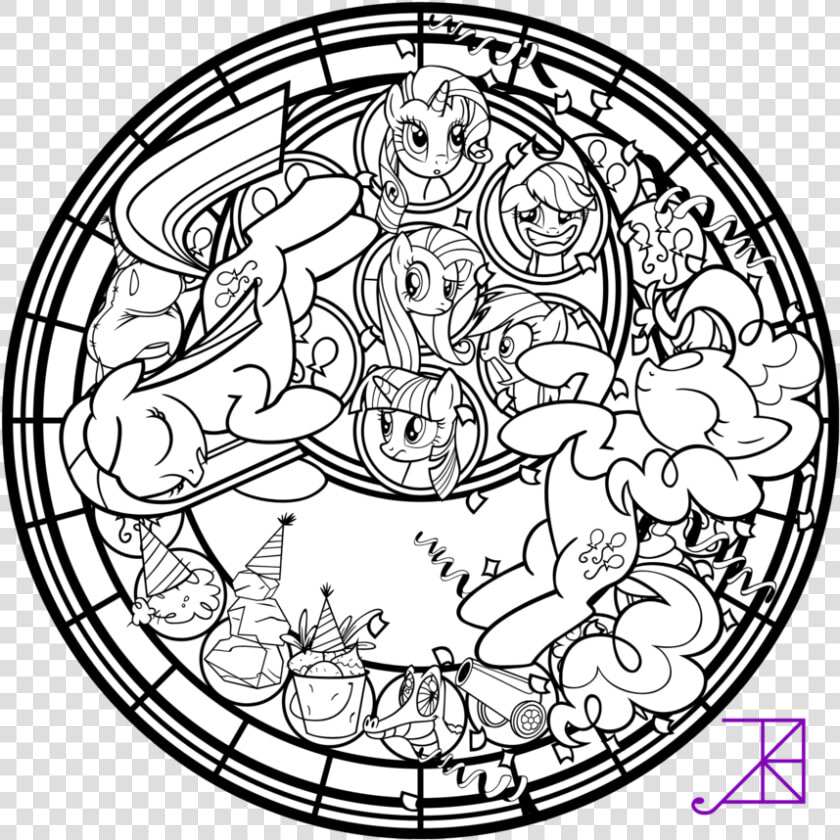 Pinkie Pinkamena Stained Glass Line Art By Akili   My Little Pony Dazzlings Coloring Pages  HD Png DownloadTransparent PNG