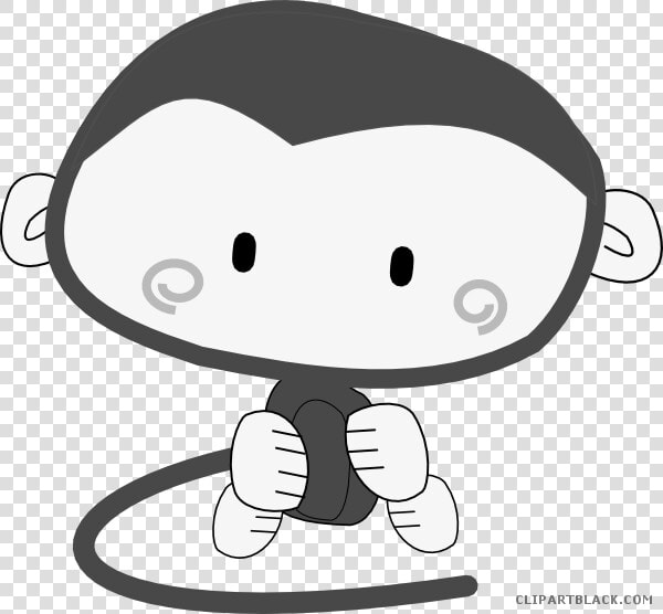 Cute Monkey Animal Free Black White Clipart Images   Cute Monkey  HD Png DownloadTransparent PNG