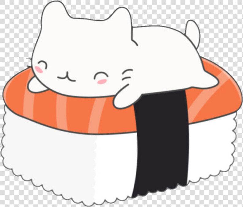  neko  sushi  yum  cute  sweet  kittylove  kitty  food   Kawaii Cat Sushi Stickers  HD Png DownloadTransparent PNG