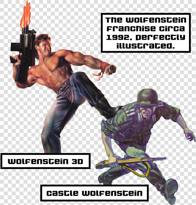 As “patrick Swayze Meets Contra ” Is The Guy You Control   Wolfenstein 3d Cover  HD Png DownloadTransparent PNG