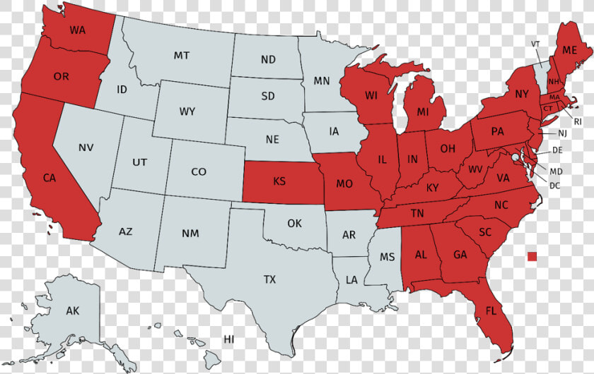 Map Of States With Boxwood Blight Reported  HD Png DownloadTransparent PNG