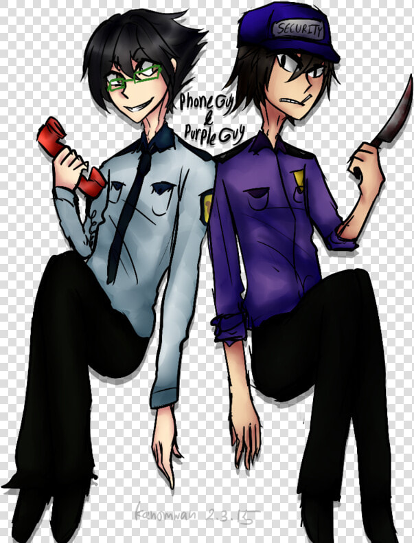  fnaf  Phone Guy And Purple Guy By Kanomwanie   Cartoon  HD Png DownloadTransparent PNG