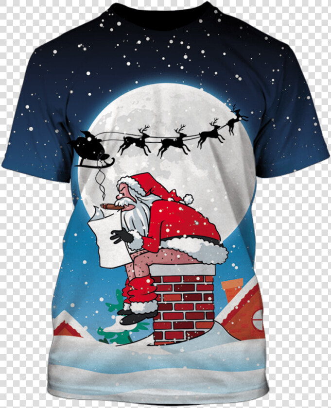 3d Santa Claus Sitting On Christmas Chimney Full Print   Santa Sitting On Chimney  HD Png DownloadTransparent PNG