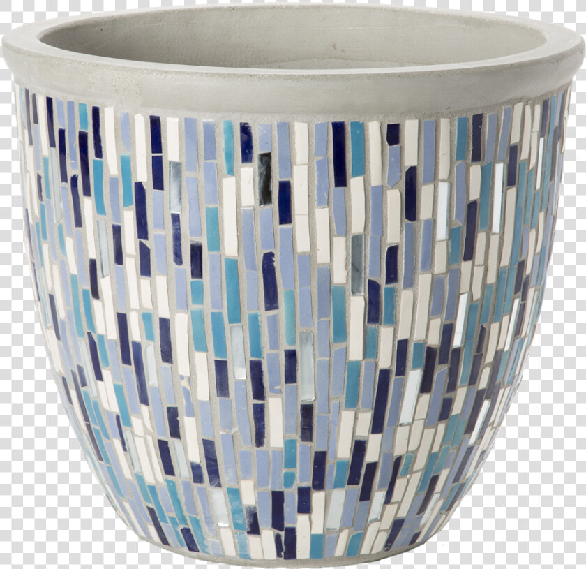 7 H Planter Blossom Blue white Mosaic Title 18 X15   Ceramic  HD Png DownloadTransparent PNG