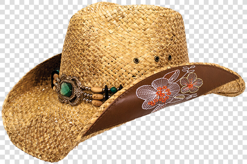 Aliza Floral Embroidered Straw Cowboy Hat By Peter   Cowboy Hat  HD Png DownloadTransparent PNG