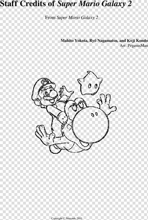 Staff Credits Of Super Mario Galaxy 2 Sheet Music For   Super Mario Galaxy 2 Coloring  HD Png DownloadTransparent PNG