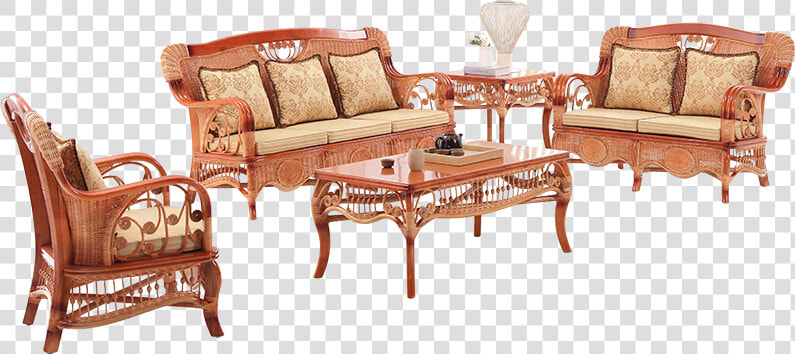 Classic Home Furniture Cane Wood Sofa Set Living Room   Studio Couch  HD Png DownloadTransparent PNG