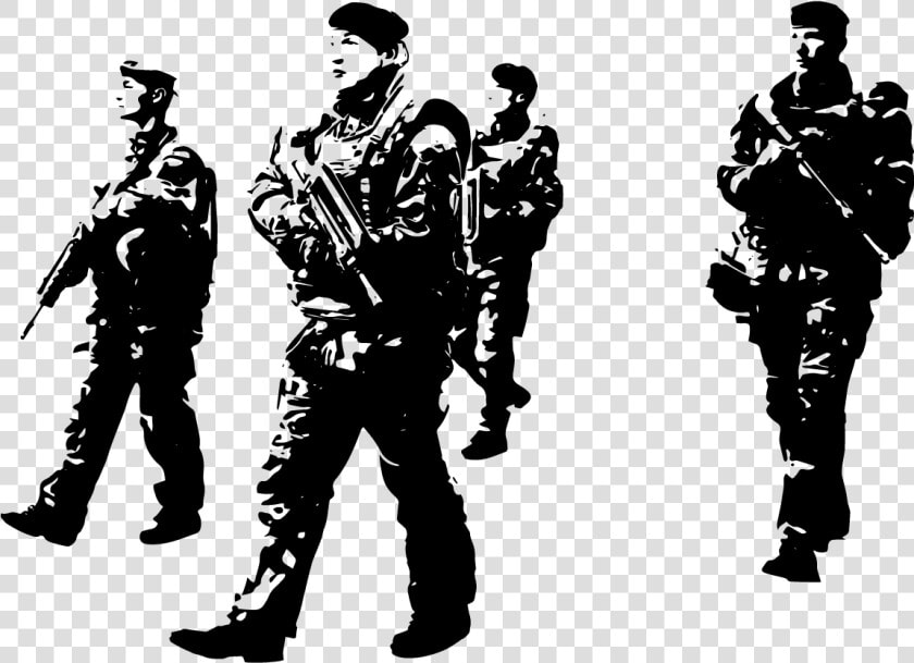 Soldiers On Patrol Eu Army Anti Terrorism Silhouette   French Soldiers In Paris  HD Png DownloadTransparent PNG