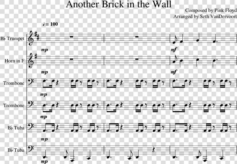 Pink Floyd Brick In The Wall   Another Brick In The Wall Violin Partitura  HD Png DownloadTransparent PNG