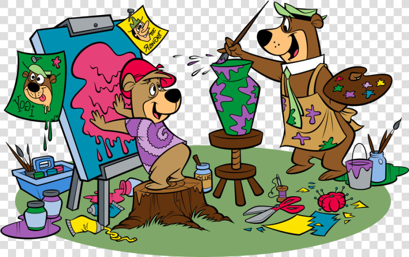 Yogi  amp  Boo Boo Painting   Yogi Bear Painting  HD Png DownloadTransparent PNG