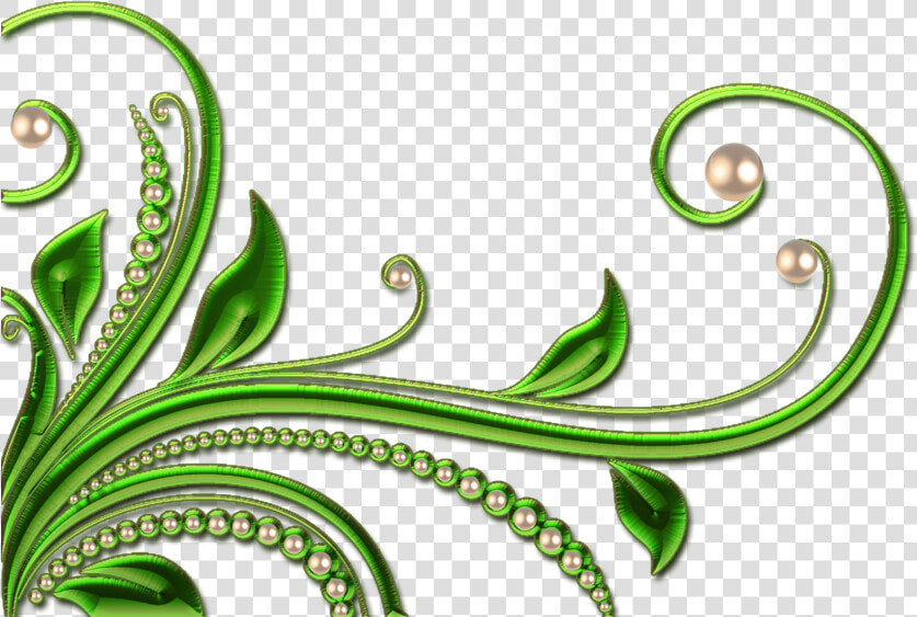 Leaves And Pearls Png By Melissa   Design Border Green Background  Transparent PngTransparent PNG