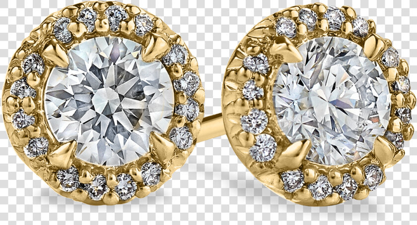 Yellow Gold Diamond Halo Stud Earrings   Diamond  HD Png DownloadTransparent PNG