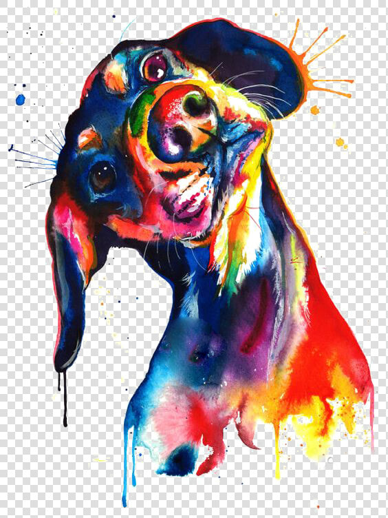 Canvas Watercolor Print Puppy Painting Dachshund Clipart   Dachshund Watercolor  HD Png DownloadTransparent PNG