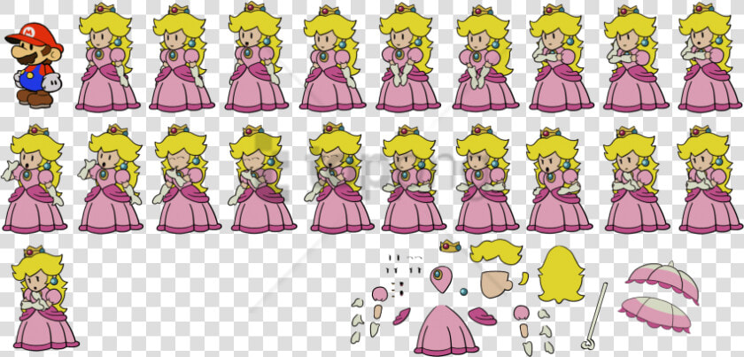 Free Png Princess Peach Paper Mario Png Image With   Princess Peach Sprites Paper Mario  Transparent PngTransparent PNG