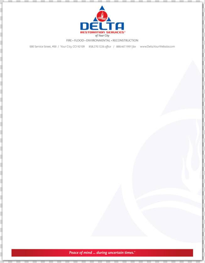 Delta Restoration Letterhead Stationery Printing   Delta Disaster Services  HD Png DownloadTransparent PNG