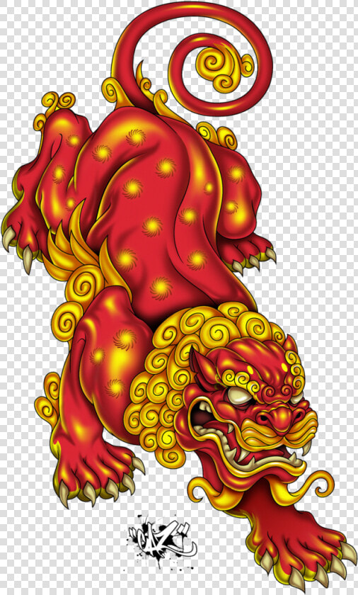 Transparent Japanese Tattoo Png   Foo Dog Chinese Lion Tattoo  Png DownloadTransparent PNG