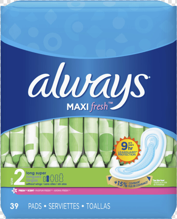 Always Maxi Fresh Size 2 Long Super Pads Without Wings   Always Pads Size 2  HD Png DownloadTransparent PNG