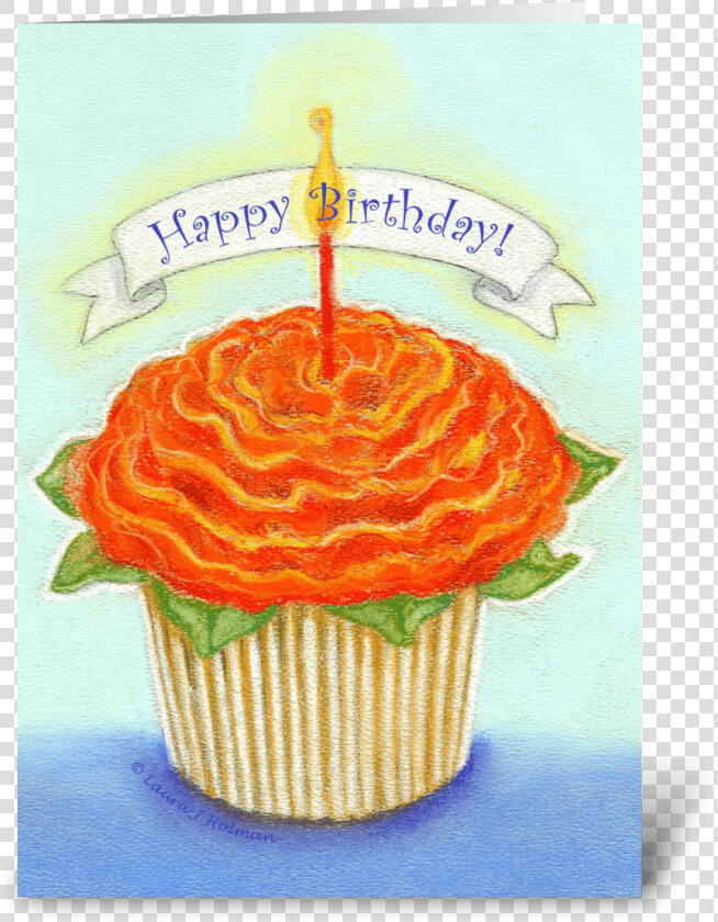 Happy Birthday Flower Cupcake Greeting Card   Cupcake  HD Png DownloadTransparent PNG