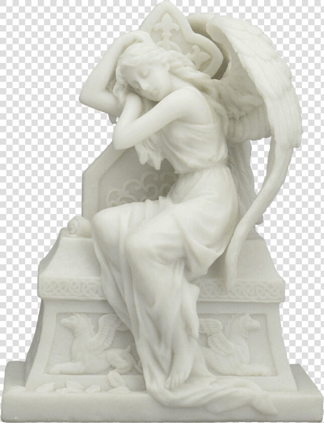 Marble Weeping Angel Seated On Headstone   Transparent Angel Gravestone  HD Png DownloadTransparent PNG