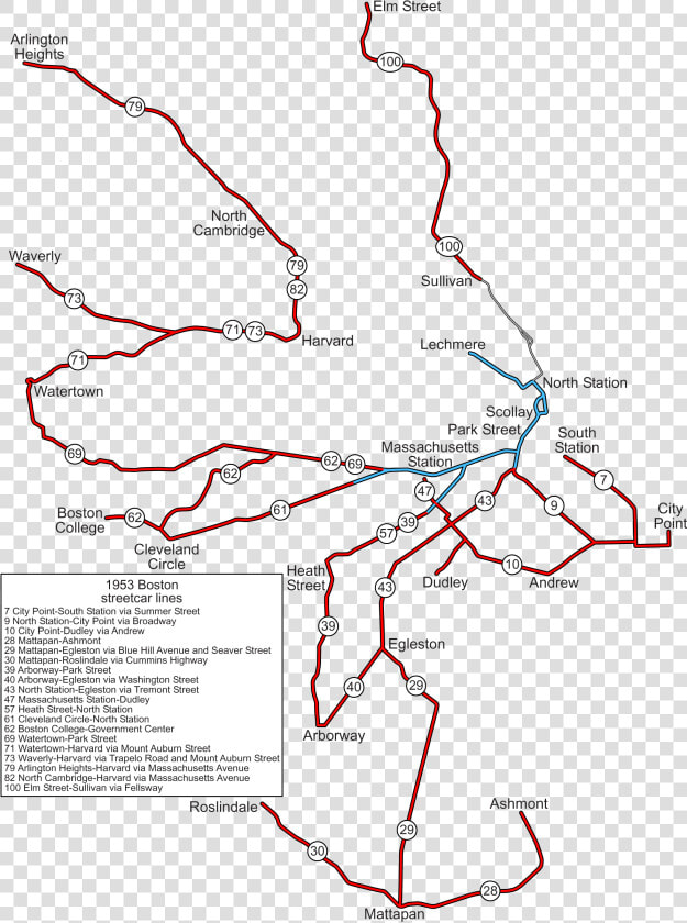 Boston Trackless Trolley Map  HD Png DownloadTransparent PNG