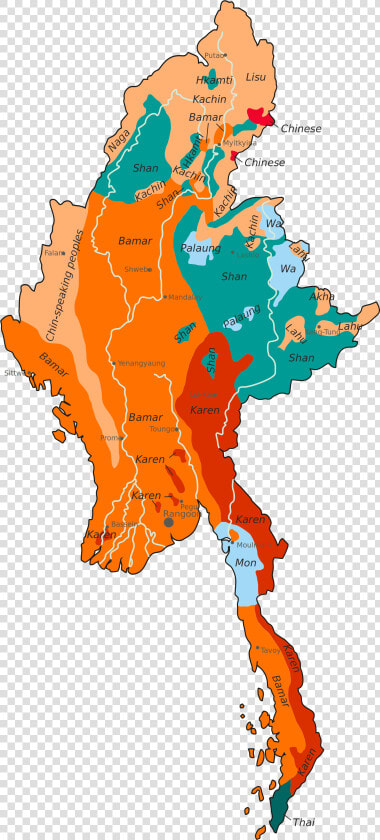 Clip Art File Ethnolinguistic Of En   Burma Ethnic Groups Map  HD Png DownloadTransparent PNG