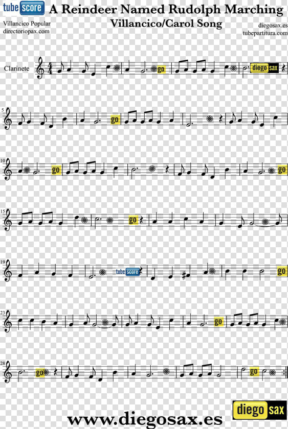 Transparent Rudolph The Red Nosed Reindeer Png   Las Mananitas Sheet Music Trombone  Png DownloadTransparent PNG