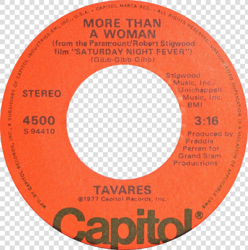 More Than A Woman By Tavares Side a Us Vinyl   Circle  HD Png DownloadTransparent PNG