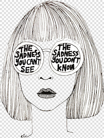 Transparent Sidebar Sad   Depression Tumblr Black And White Drawing  HD Png DownloadTransparent PNG