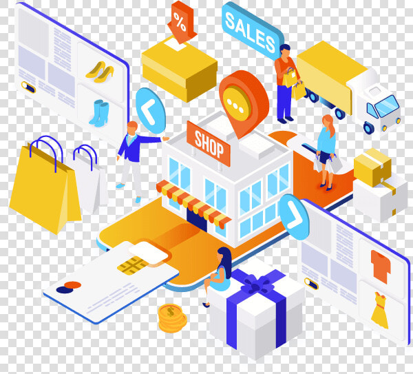 E commerce Solutions   Online Shopping Isometric  HD Png DownloadTransparent PNG