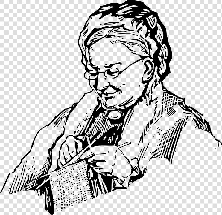 Woman Knitting Grandma Old La   Grandmother Black And White  HD Png DownloadTransparent PNG