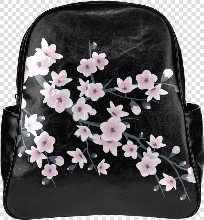 Cherry Blossoms Black Pink Sakura Floral Asia Multi pockets  HD Png DownloadTransparent PNG