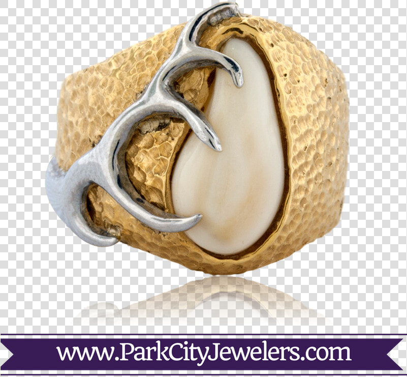 Gold Elk Ivory Trophy Antler Ring   Elk Ivory  HD Png DownloadTransparent PNG