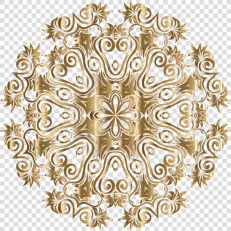 Gold Floral Flourish Motif Design No Background   Design Golden Flower Png  Transparent PngTransparent PNG