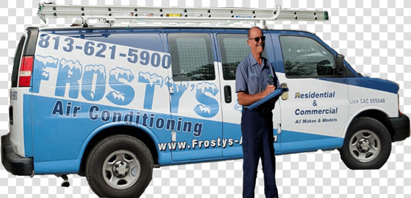 Mike Pearman Standing By A Frostys Air Conditioning   Air Conditioning Truck  HD Png DownloadTransparent PNG