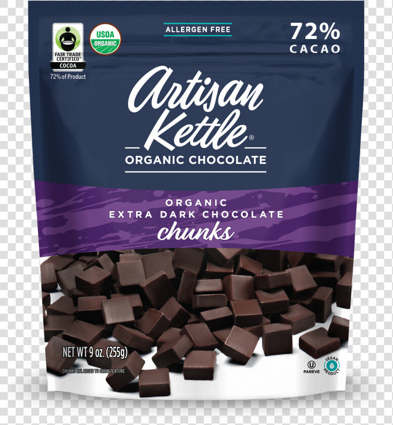 Organic Extra Dark Chocolate Chunks   Artisan Kettle Organic Chocolate Chips  HD Png DownloadTransparent PNG