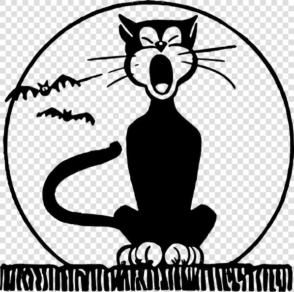 Meow Cat Moon   Black Cat Halloween Clipart  HD Png DownloadTransparent PNG