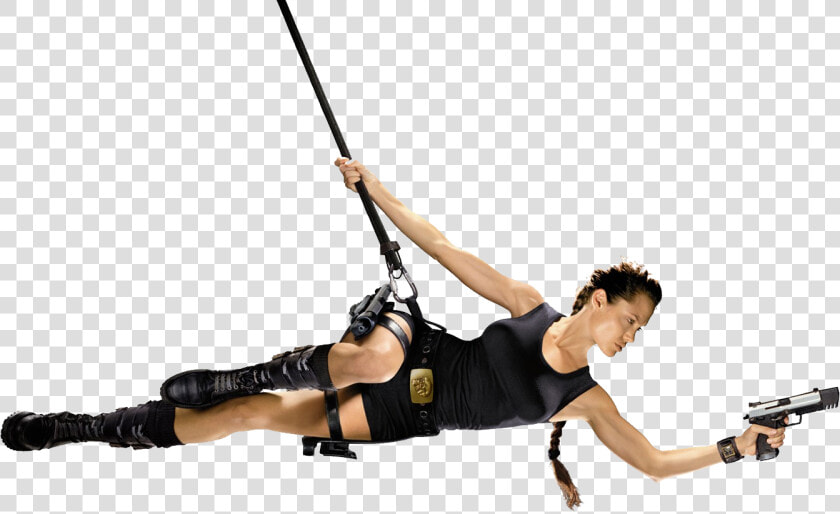 Angelina Jolie   Lara Croft Swinging On Rope  HD Png DownloadTransparent PNG