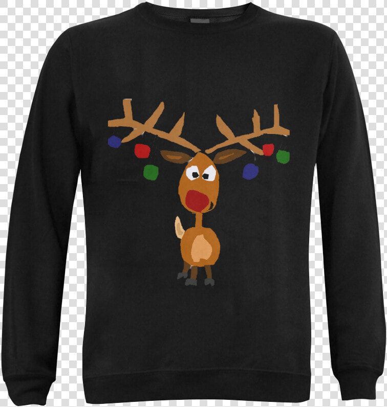 Funny Funky Rudolph Reindeer Christmas Art Gildan Crewneck   Sweater  HD Png DownloadTransparent PNG