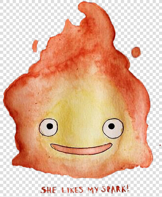 Howl S Moving Castle  Watercolor  And Calcifer Image   Howl  39 s Moving Castle Watercolor  HD Png DownloadTransparent PNG