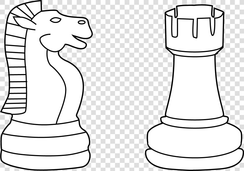 Two Chess Pieces Line Art   Chess Board Pieces Cartoon  HD Png DownloadTransparent PNG