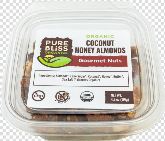 Organic Coconut Honey Almond Gourmet Nuts   Pure Bliss Nut Clamshell  HD Png DownloadTransparent PNG