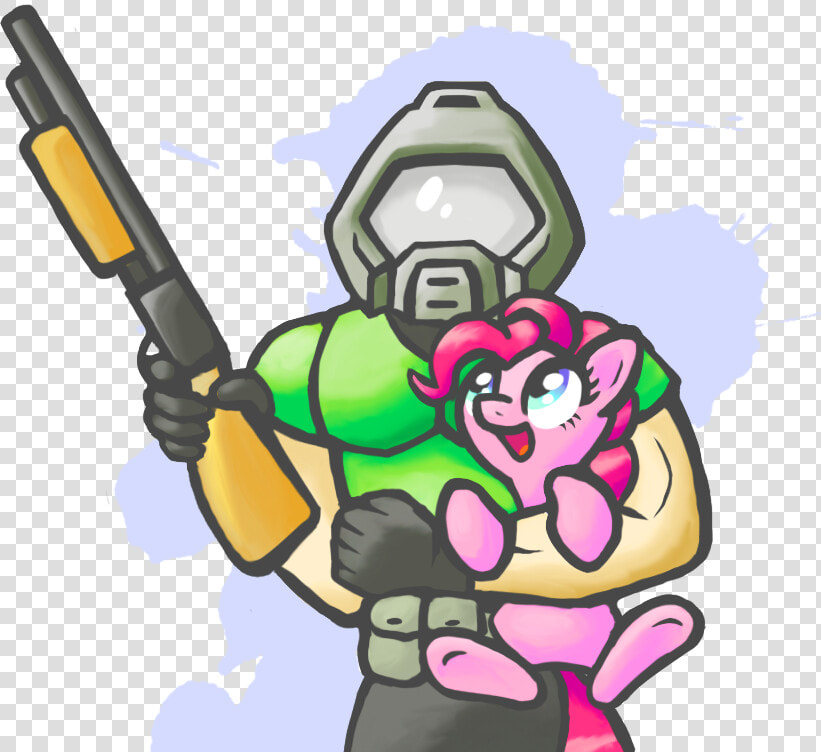 Metax z  Crossover  Doom  Doomguy  Gun  Holding A Pony    Doom My Little Pony  HD Png DownloadTransparent PNG