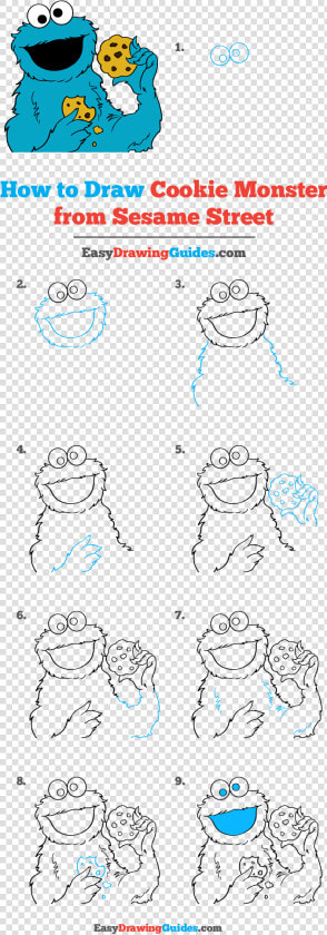 How To Draw Cookie Monster From Sesame Street   Draw Cookie Monster Step By Step  HD Png DownloadTransparent PNG