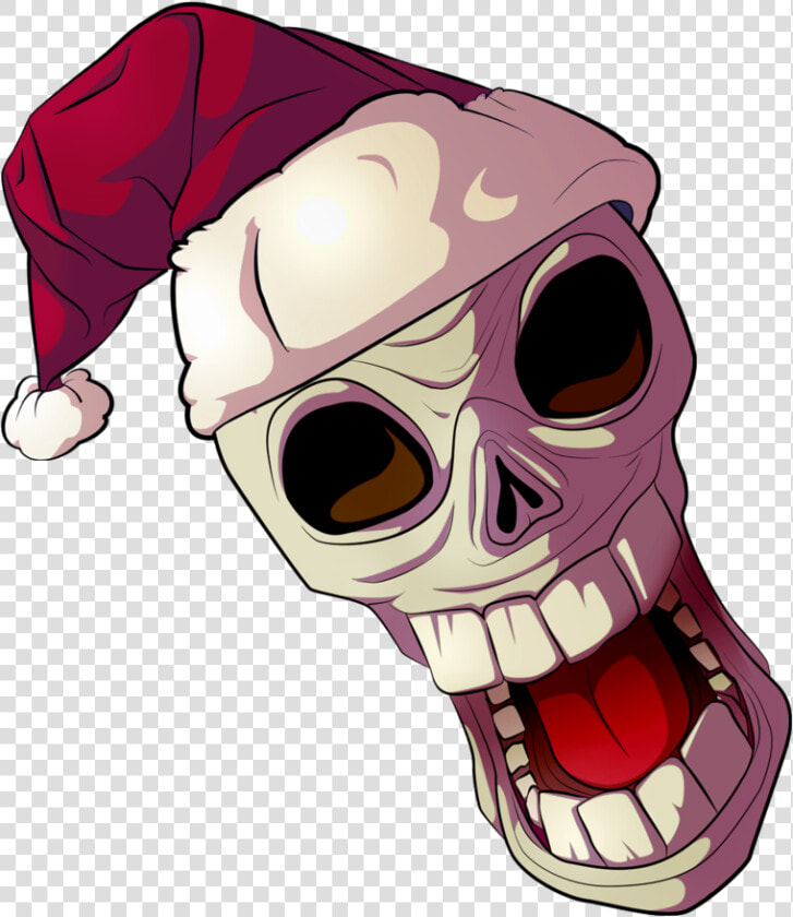 Cartoon Skull In A Santa Hat By Eballen   Skull With Christmas Hat  HD Png DownloadTransparent PNG