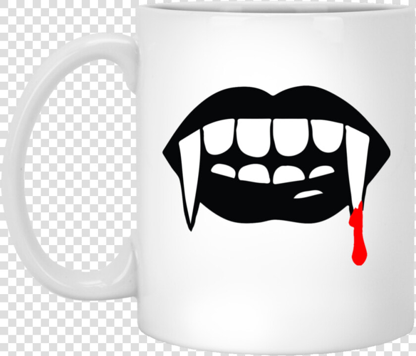 Black Vampire Fangs Halloween White Mug White One Size   Fang Clipart Black And White  HD Png DownloadTransparent PNG