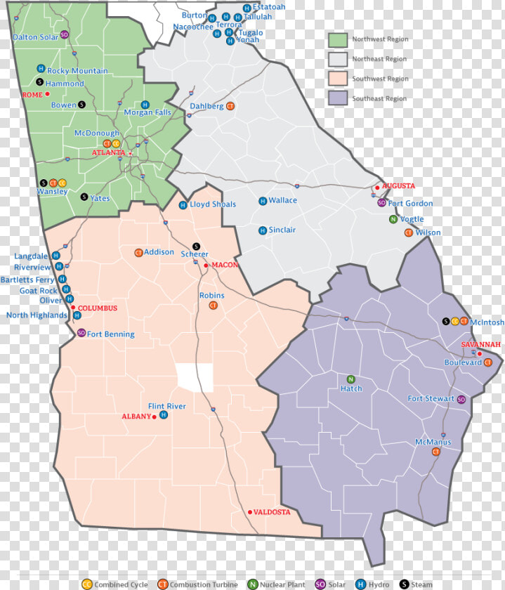 Transparent Plan View Plants Png   Map Of Georgia Power Plants  Png DownloadTransparent PNG