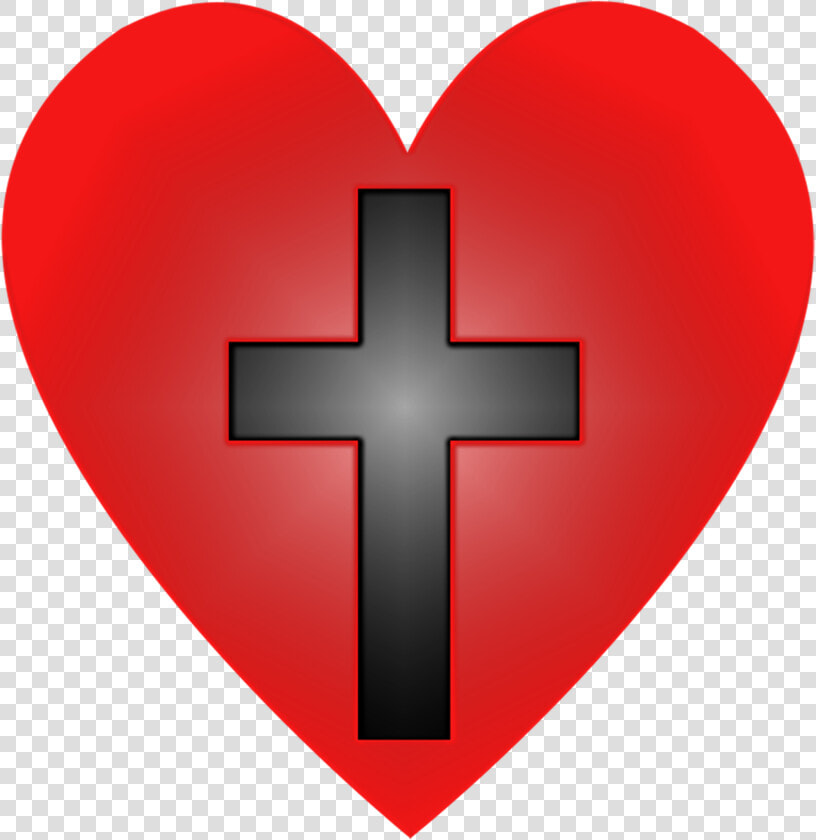 Transparent Jesus On The Cross Png   Red Heart And Black Cross  Png DownloadTransparent PNG