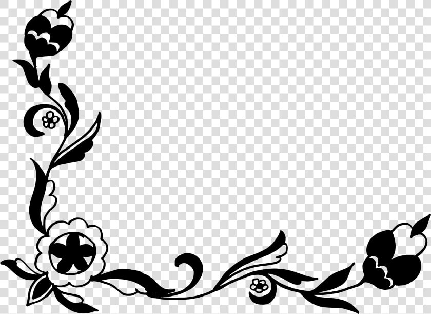 18 Flower Corner Vector   Clip Art Black And White Flowers Corner  HD Png DownloadTransparent PNG