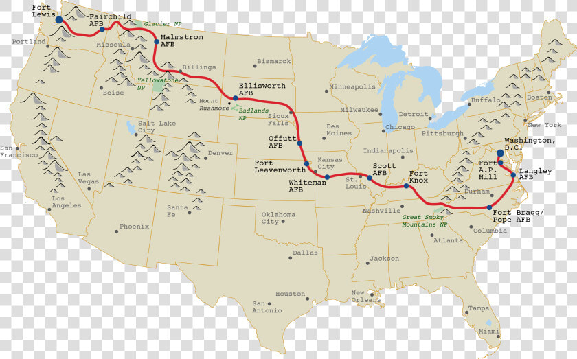 Top 7 Longest Roads In The World Page 7 Of 7 Trending   Camp Wood Lewis And Clark Map  HD Png DownloadTransparent PNG