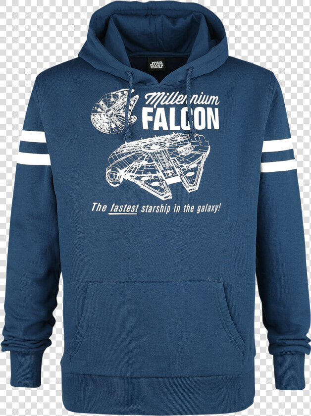 Millenium Falcon Blue Hooded Sweater Roughened Insideribbed   Hoodie  HD Png DownloadTransparent PNG